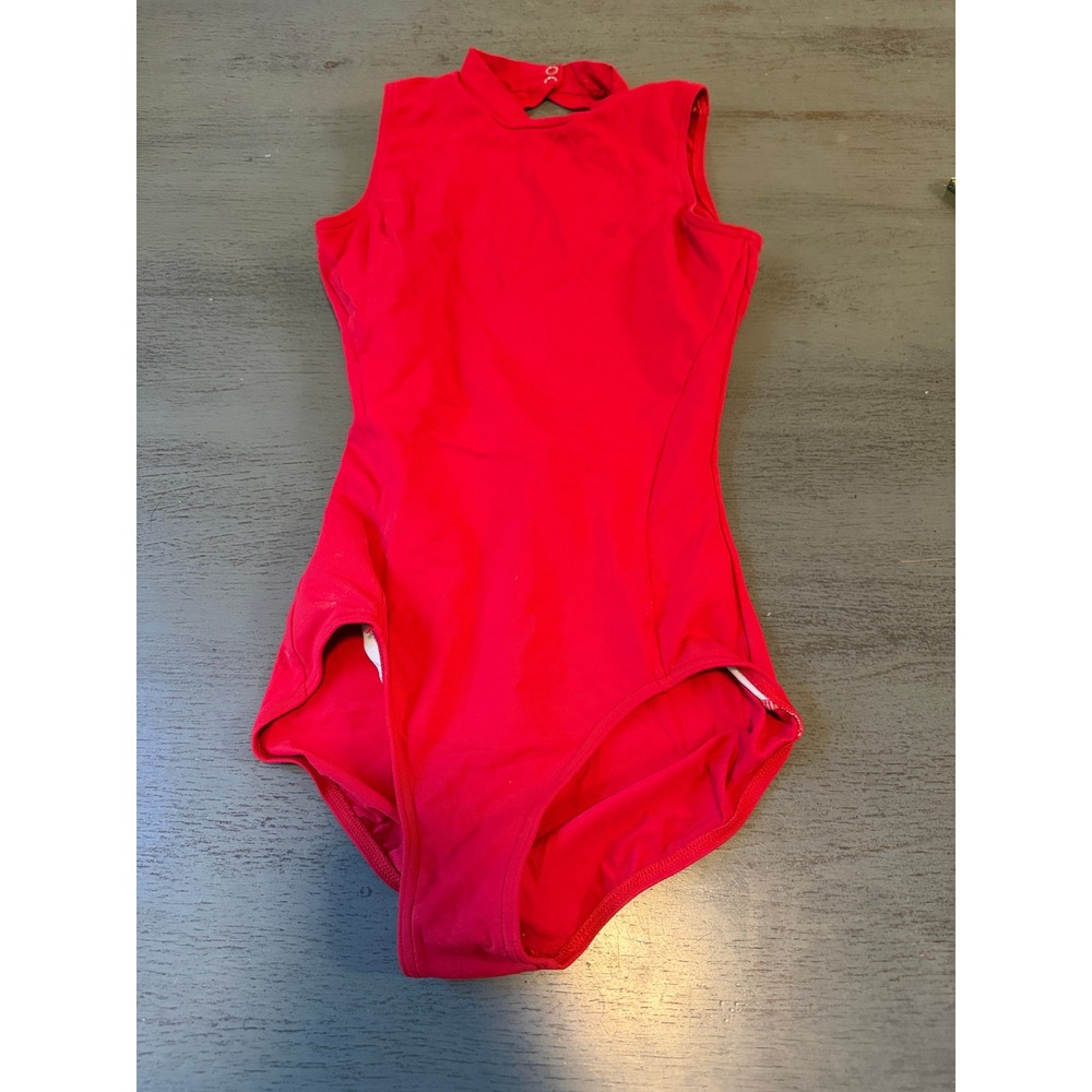 Capezio X InSpira Red Mock Neck Keyhole Back Dance Leotard Medium